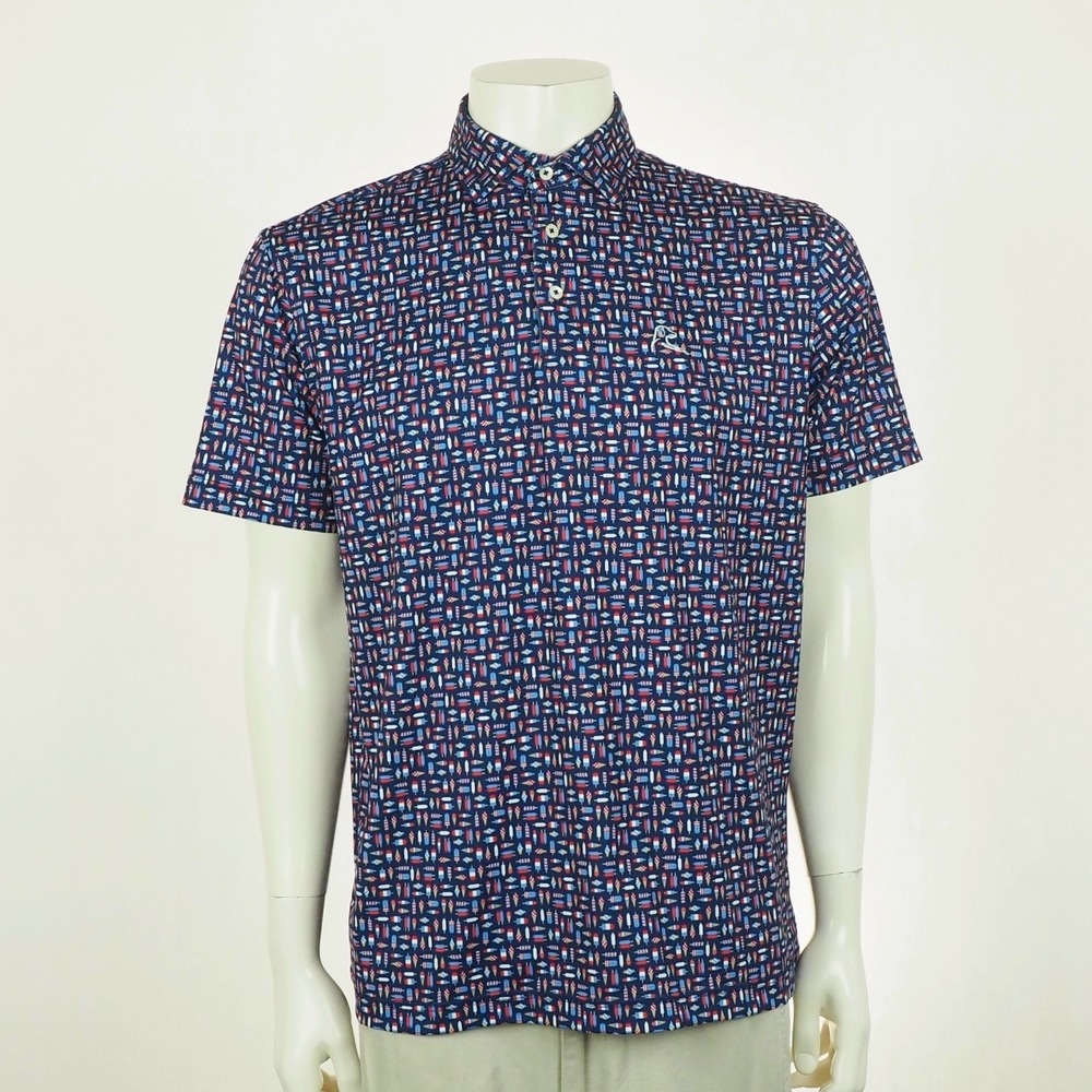 Rhoback The Brain Freeze Golf Polo Shirt Mens Medium Blue AOP Popsicles Print